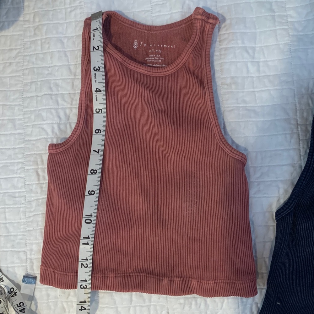 Free People Sleeveless Ribbed Tops - Rust and Navy - Picture 4 of 5